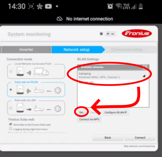 WiFI hálózat választása